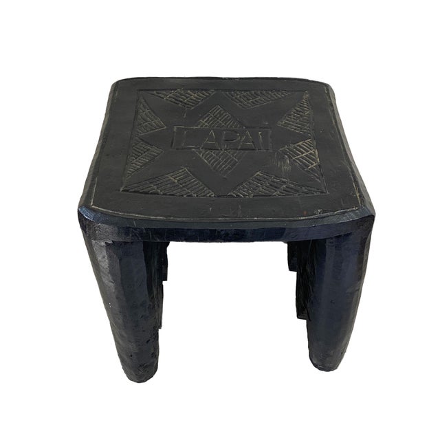 1980s Vintage Black African Nupe Stool Nigeria 13" W by 10.75" H For Sale - Image 5 of 6
