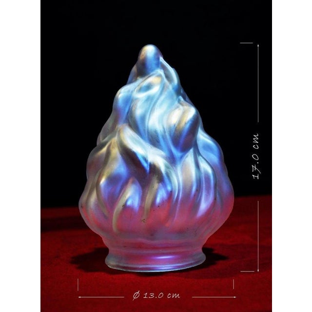 1940s Art Deco Mid-Century Brass Table Lamp with Opaline Flame Shade, 1940s For Sale - Image 5 of 18