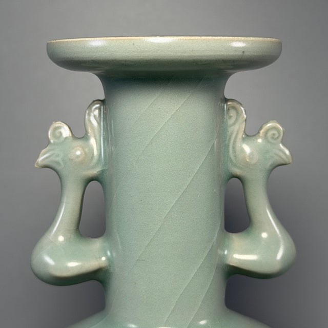 Chinese Ancient Chinese Longquan Celadon Phoenix Ear Vase | One of a Kind For Sale - Image 3 of 9