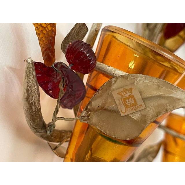 Italian Murano Glass and Florentine Tole Wall Sculpture by Jordan, 1950s For Sale - Image 3 of 15