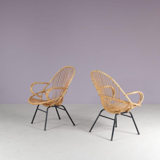 Rattan Chairs from Gebroeders Jonkers, Netherlands, 1950s, Set of 2 For Sale - Image 3 of 8