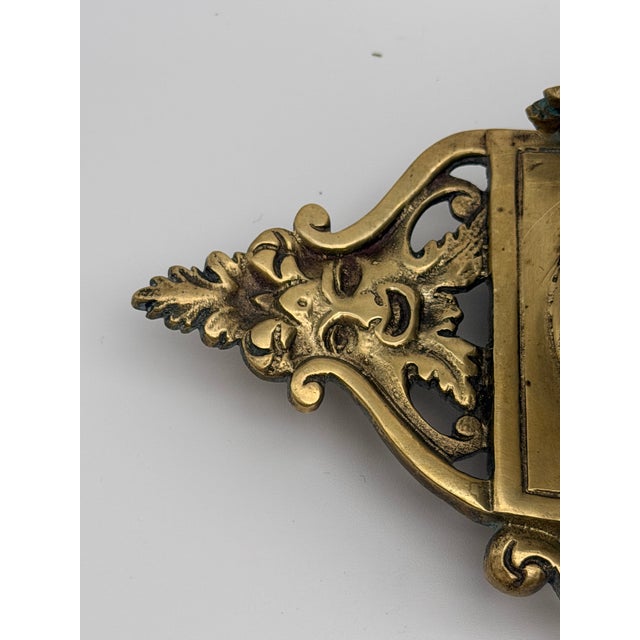 Ceramic Vintage Ornate Baroque Revival Cast Brass Double Inkwell Desk Set With Porcelain Liners For Sale - Image 7 of 17
