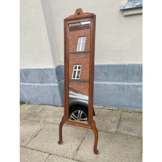 Wood Antique English Cheval Mirror in Oak, 1890s For Sale - Image 7 of 7