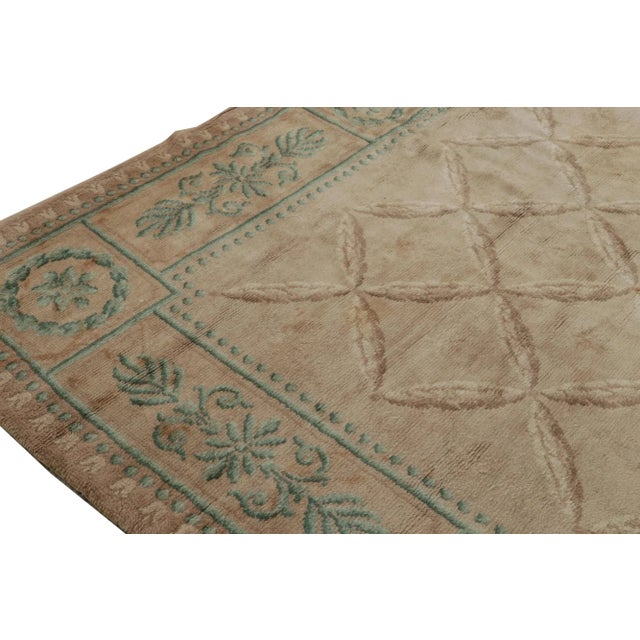 Traditional Late 19th Century Antique Savonnerie Rug in Beige-Brown & Green Floral Patterns, From Rug & Kilim For Sale - Image 3 of 8