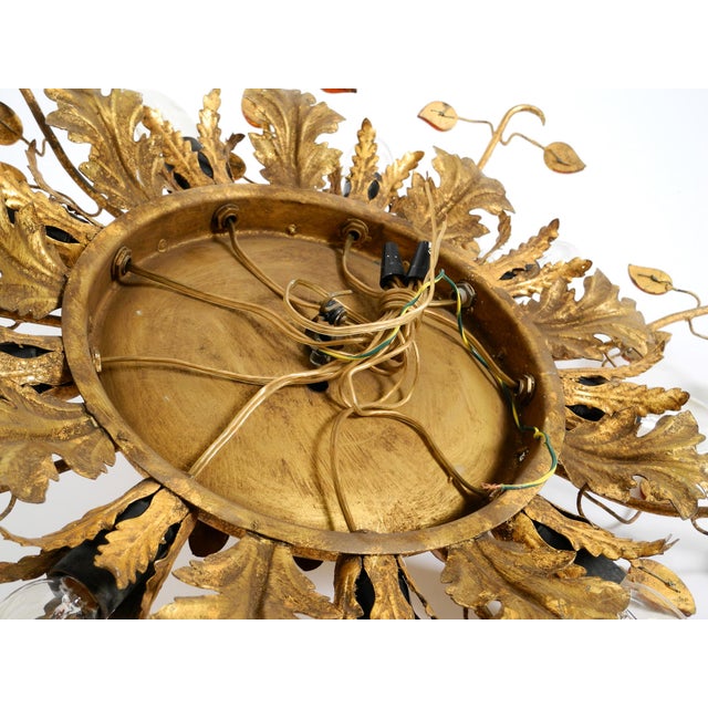 Large Italian Gilt Ceiling Lamp in Glass by Banci Firenze, 1960s For Sale - Image 18 of 18