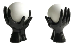 Vintage Black Ceramic Hands Lamps, 1980s, Set of 2