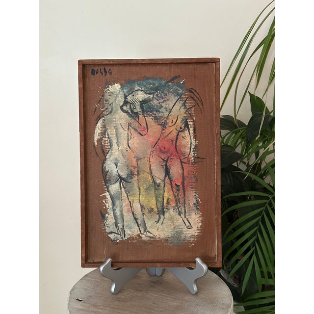 Mid 20th Century Mid-Century Modern California Modernist Figural Painting by Leon d'Usseau (Dusso) For Sale - Image 9 of 12