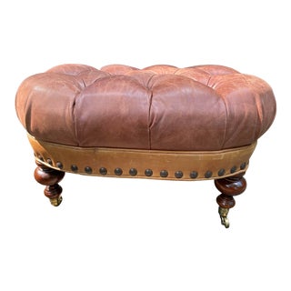 Vintage Leather Ottoman For Sale