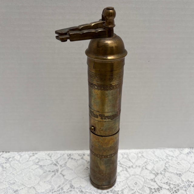 Vintage Aged Tall Brass Spice or Pepper Mill Grinder For Sale - Image 9 of 9