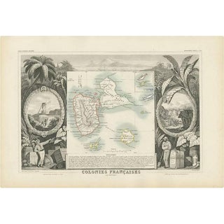 Antique Map of the French Colony Guadeloupe attributed to V. Levasseur, 1854 For Sale