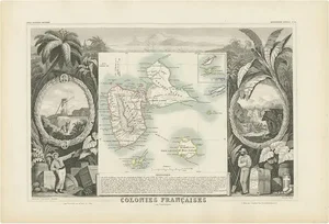 Antique Map of the French Colony Guadeloupe attributed to V. Levasseur, 1854