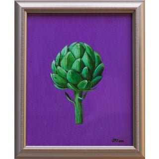 Contemporary Artichoke by Jackie Kane - Pop Art Still Life Oil Painting, Framed For Sale