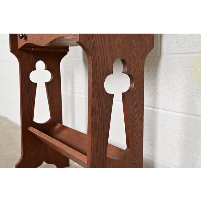 Stickley Brothers Style Antique Mission Oak Arts & Crafts Secretary Desk With Stained Glass Doors, Circa 1900 For Sale - Image 9 of 14