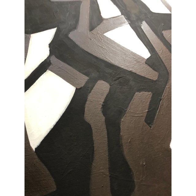 Contemporary Abstract Artwork “Composition 2 in Black and White” by Cassandra Auker, Acrylic on Canvas For Sale - Image 4 of 7