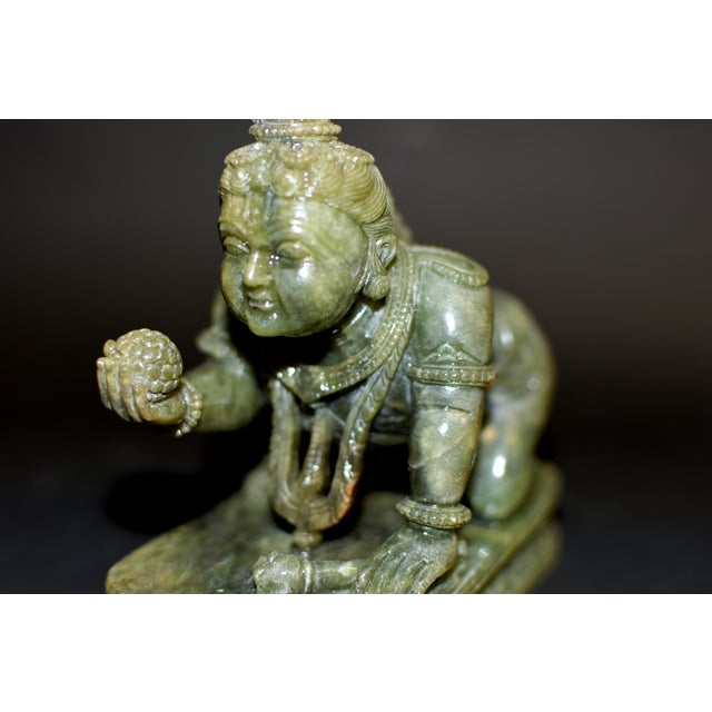Baby Krishna Statue Finely Carved Gemstone Serpentine Indian God For Sale - Image 18 of 18