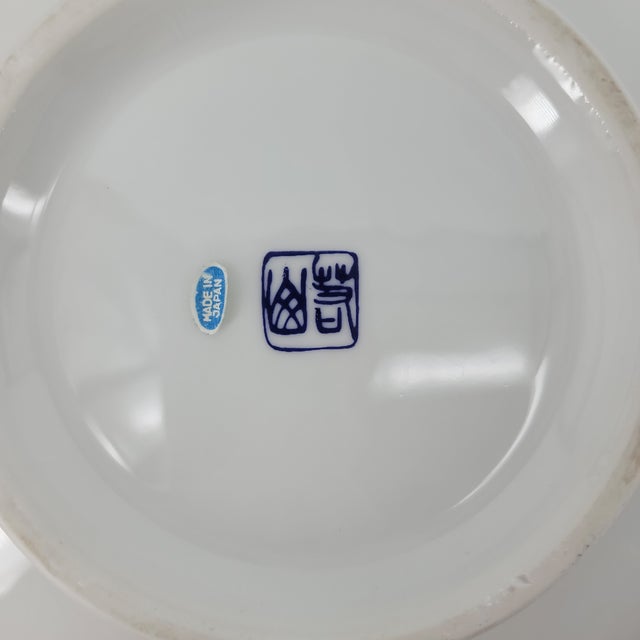 Ceramic Vintage Japanese Arita Blue and White Phoenix Bowl For Sale - Image 7 of 9