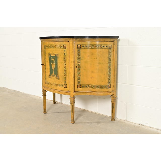 Neoclassical Italian Neoclassical Paint Decorated Demilune Console or Bar Cabinet For Sale - Image 3 of 14