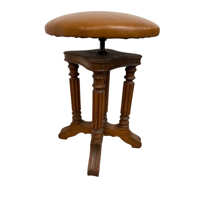 Victorian Antique Victorian Oak Piano Stool For Sale - Image 3 of 5