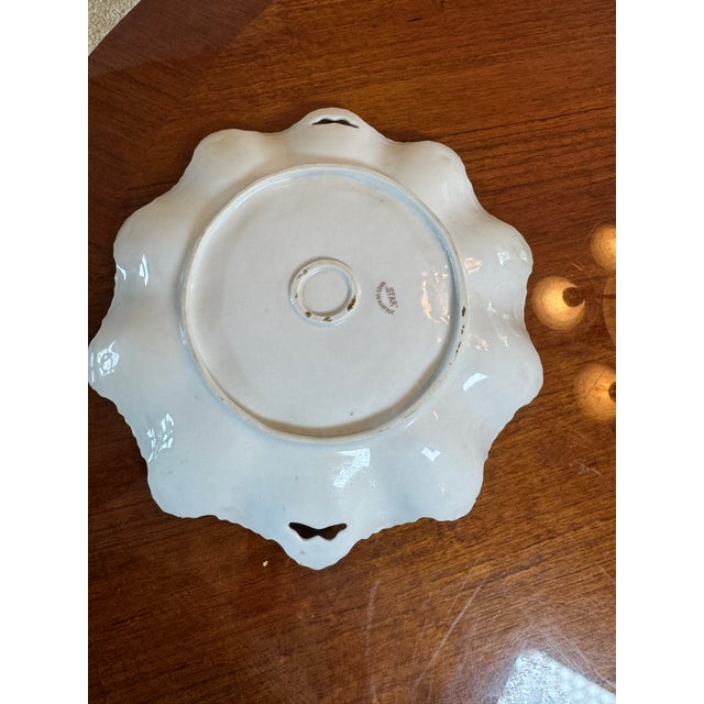 Antique Porcelain Cake Plate Floral Molded For Sale - Image 4 of 12