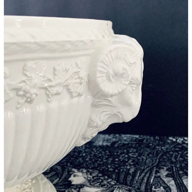 Wedgwood Wedgwood Queen’s Ware Pedestal Bowl With Ram’s Head Handles For Sale - Image 4 of 10