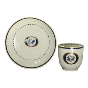 Jiaqing (1796-1820) China Export Porcelain Cup & Saucer Blue & White With Gold