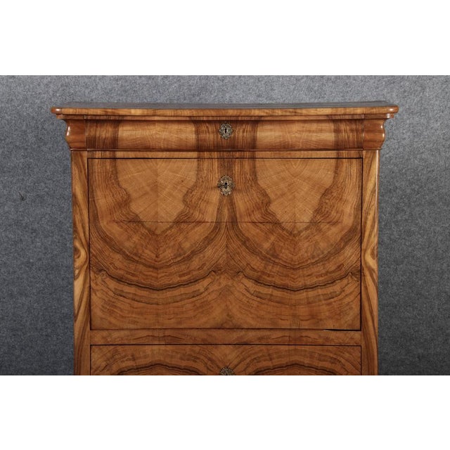 Wood Antique Biedermeier Louis Phillipe Secretaire in Walnut, 1840 For Sale - Image 7 of 18