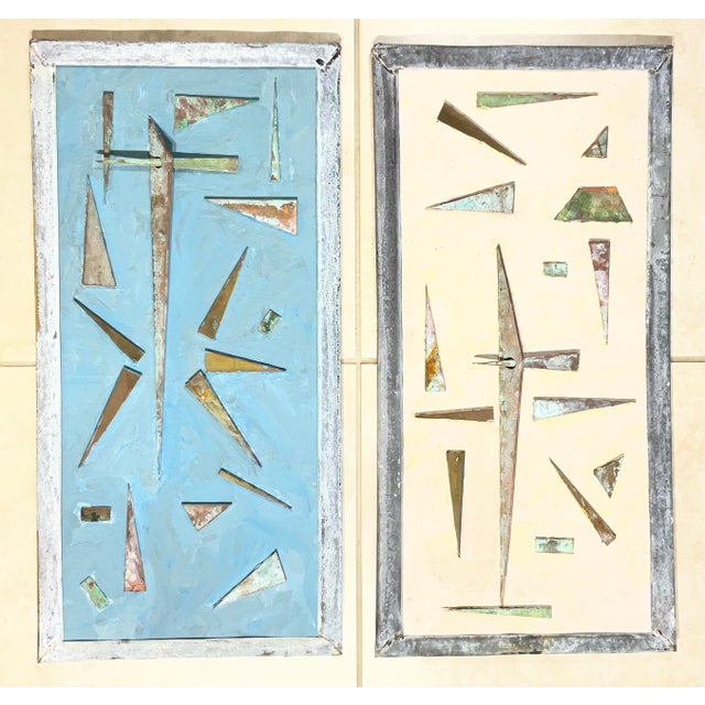 Exquisite Pair of Joseph Malekan Abstract Mixed-Media Wall Sculptures For Sale - Image 9 of 14