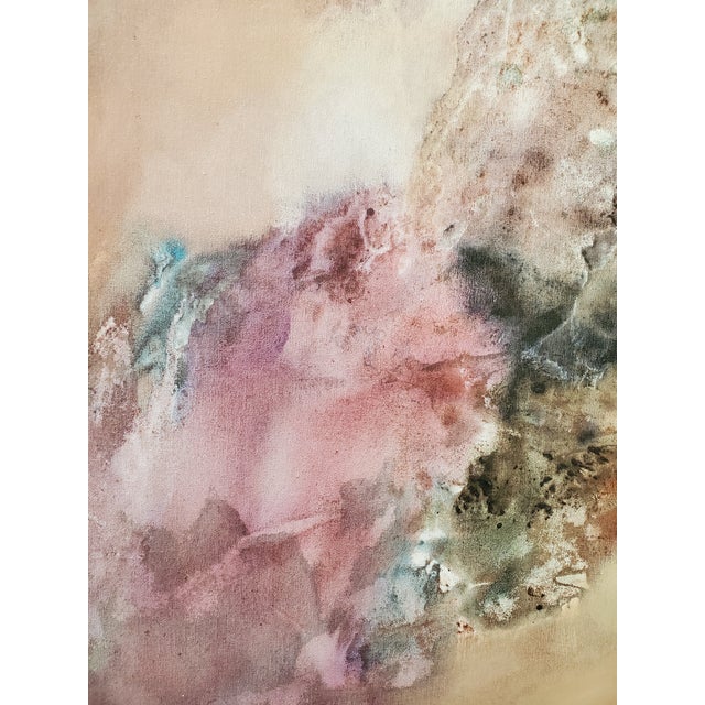 Rose 1970s Mid Century Vintage Signed Abstract Painting Pastels, Framed For Sale - Image 8 of 9