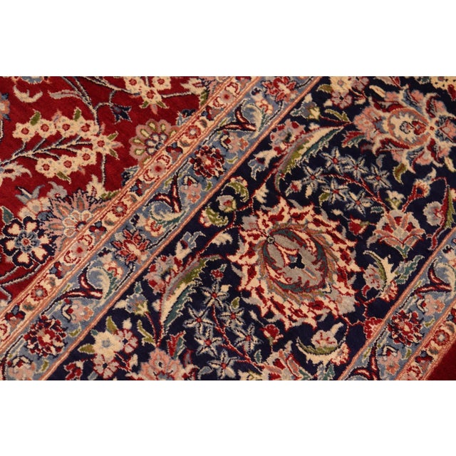 Textile 1960s 1960s Kazveen Red/Blue Wool & Silk Rug - 10'1'' X 14'1'' For Sale - Image 7 of 7