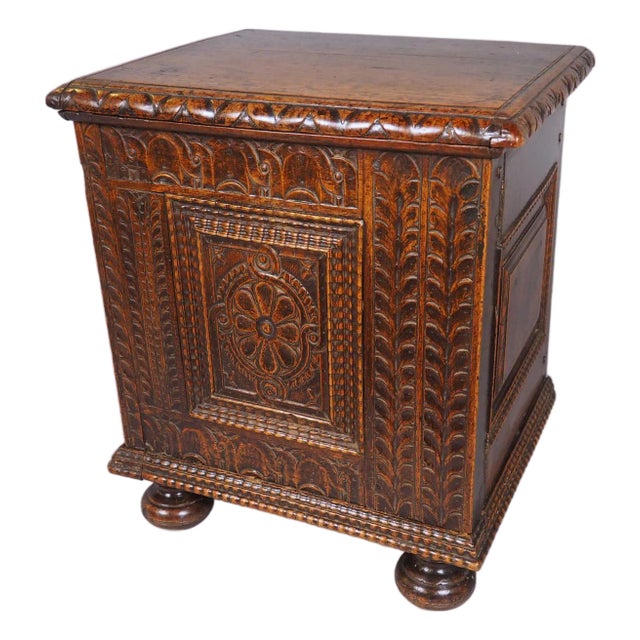 18th Century French Carved Walnut Tabouret Cabinet For Sale