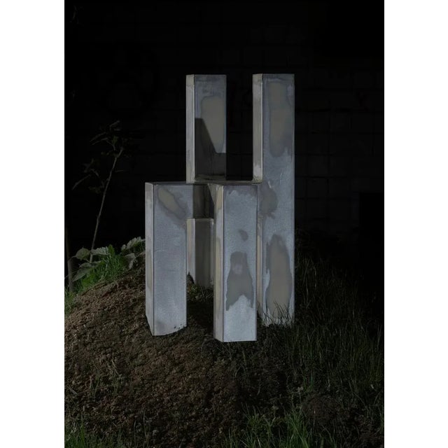 Chapa y Pintura Steel Seat by Mut Design Dimensions: D 40 x W 40 x H 75 cm. Materials: Steel, Plaster, Coated finished...