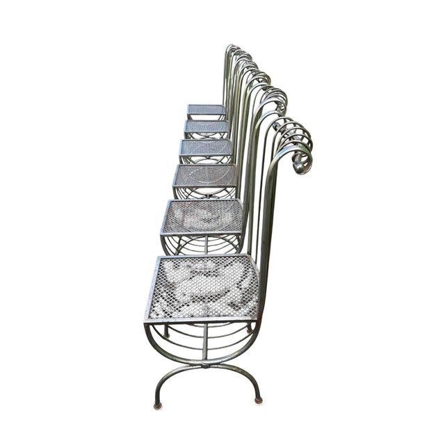 Quick Hits: Set of 6 Italian iron dining chairs attributed to S. Salvadori Sculptural mid-century design with scrollwork...