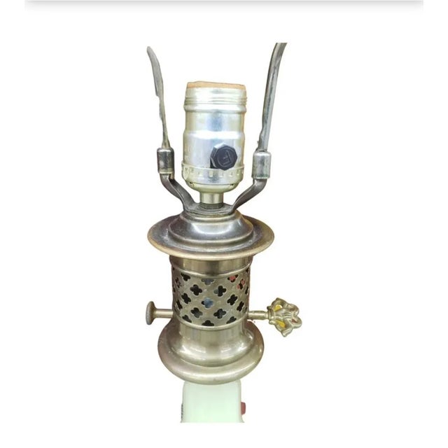 Mid-Century Modern Mid-Century Celadon Glazed Porcelain and Brass Table Lamp For Sale - Image 3 of 4