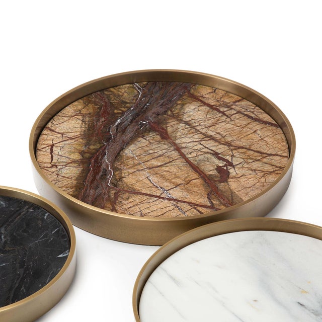 Regina Andrew Modern Brass and Marble Mixer Trays - Set of 3 For Sale - Image 4 of 6