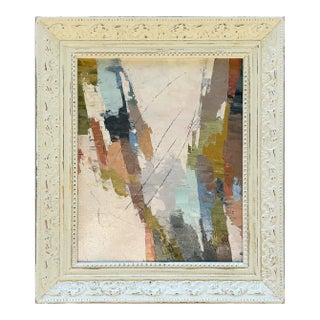 Contemorary Abstract "Flamestitch" Painting in Vintage Frame For Sale