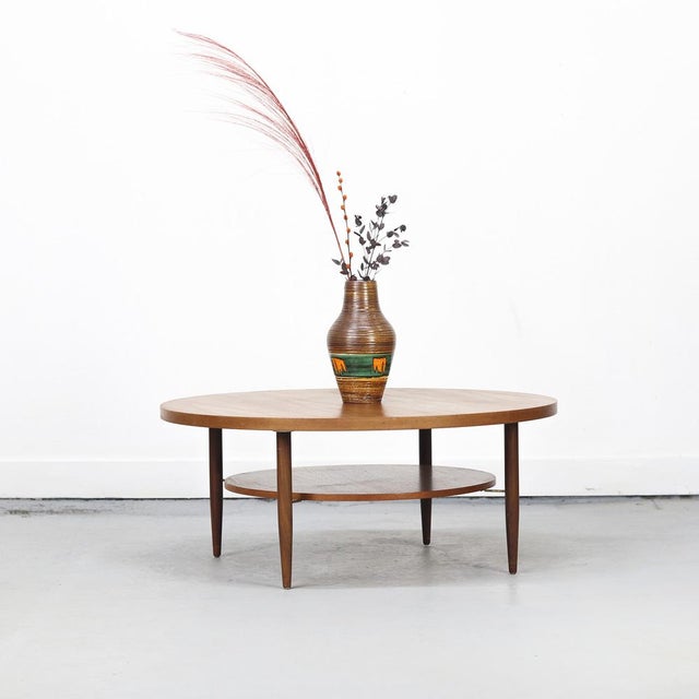 Brown Mid-Century Modern Round Coffee Table, 1960s For Sale - Image 8 of 10