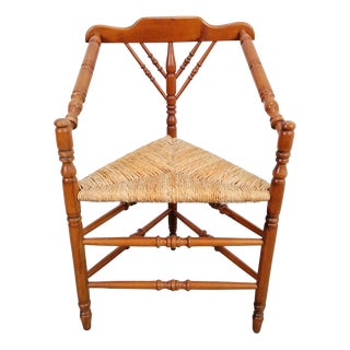 Dutch Bobbin and Rush Corner Chair, 1950s For Sale