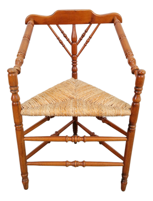 Dutch Bobbin and Rush Corner Chair, 1950s
