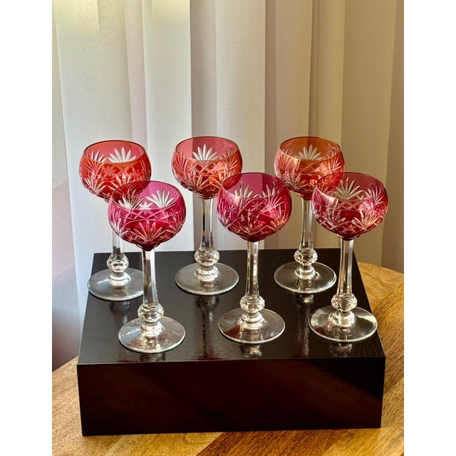 Red French Massenet Crystal Hock Glasses by Saint-Louis, 1920, Set of 6 For Sale - Image 8 of 18