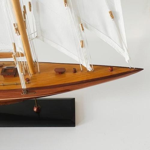 Vintage Endeavour Sailboat Model in Wood For Sale - Image 9 of 12