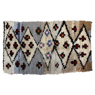 Blue and Tan Moroccan Azilal Rug, 7' X 3'10'' For Sale