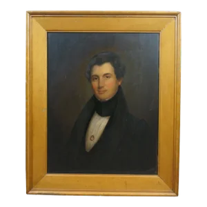 Antique 1834 Abel Moore Gentleman W Cameo Portrait Oil Painting on Board