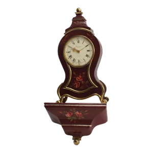 Vintage Mantel Top Swiss Prexim Hand Painted Console Bracket Wind-Up Alarm Clock 15 Jewels Neuchatel Style