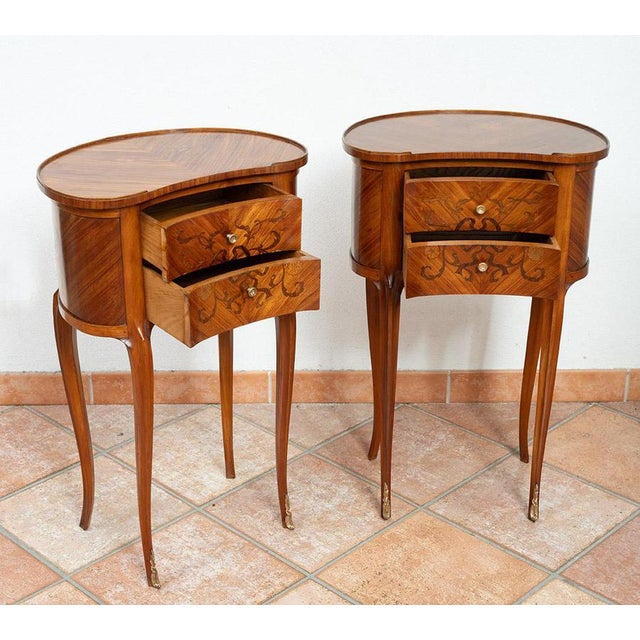 Antique Nightstands in Exotic Woods, France, 20th Century, Set of 2 For Sale - Image 4 of 6