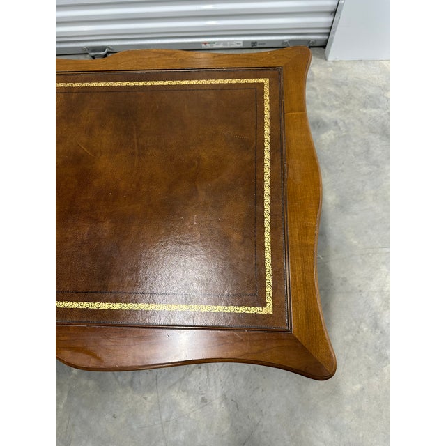 Vintage Karges French Provincial Walnut Executive Writing Desk With Embossed Leather Top For Sale - Image 18 of 18