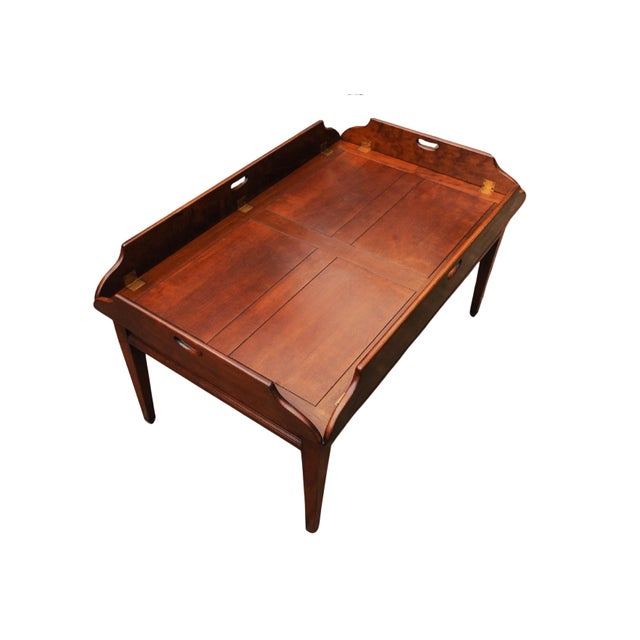 Campaign Mahogany and Brass Butlers Coffee Table by Kennedy Furniture for Harrods For Sale - Image 12 of 12
