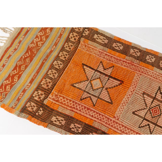 1960s 1960s Earthy Orange, Brown & Tan Flatweave Kilim For Sale - Image 5 of 10