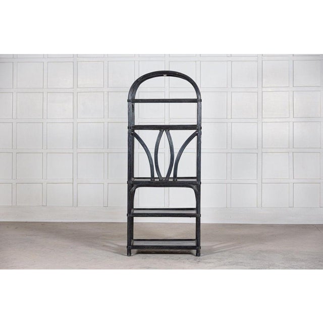 1950s Large Black French Reeded Etagere, 1950s For Sale - Image 5 of 15