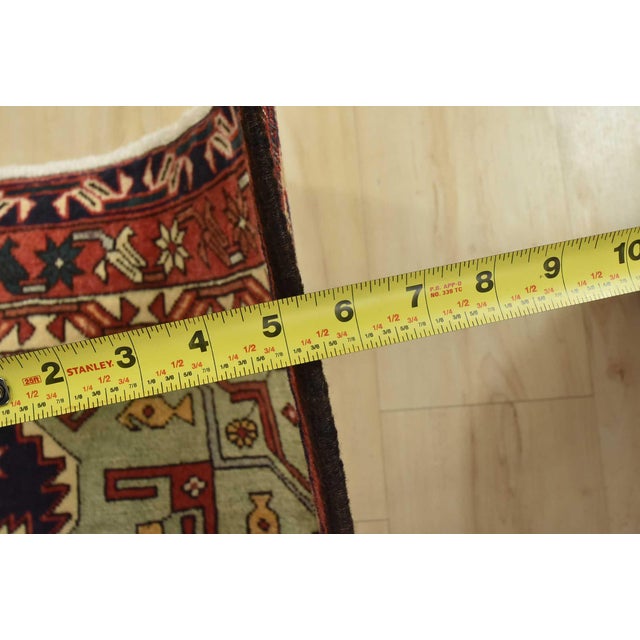 Karajeh Runner 4’8” X 11’5” Red Wool Vintage Tribal Hand-Knotted Oriental Rug For Sale - Image 12 of 14