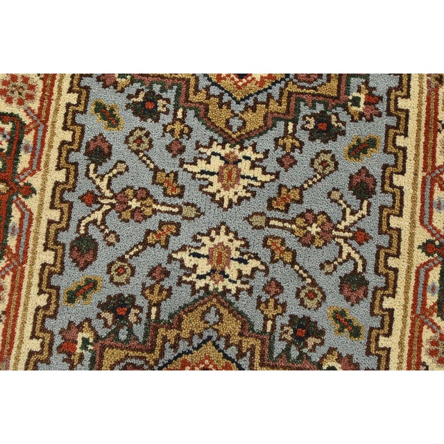 Textile Heriz Runner 2’6” X 9’10” Blue Wool Tribal Hand-Knotted Oriental Rug For Sale - Image 7 of 12